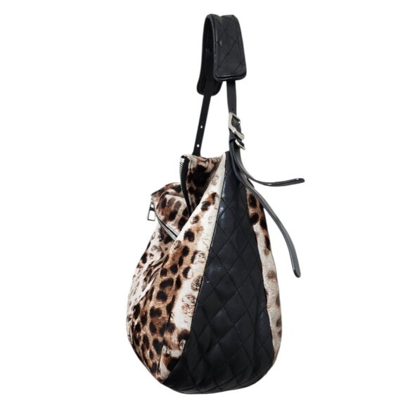 Jimmy Choo Animal Print Hobo Bag Fur & Leather Designer Handbag - Picture 9 of 16